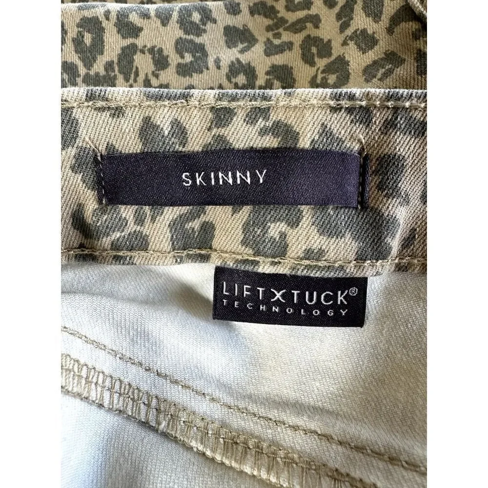 NYDJ X CHICO'S Women's Leopard Print High Rise Skinny Leg Jeans Tan Size 14